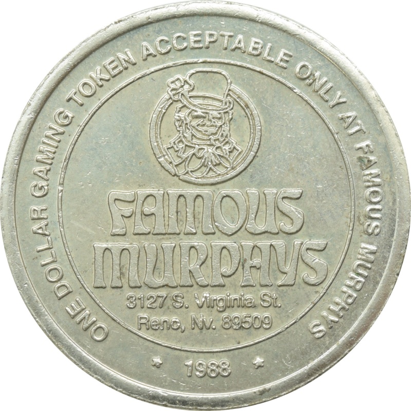 Famous Murphy's Reno Nv $1 Token 1988