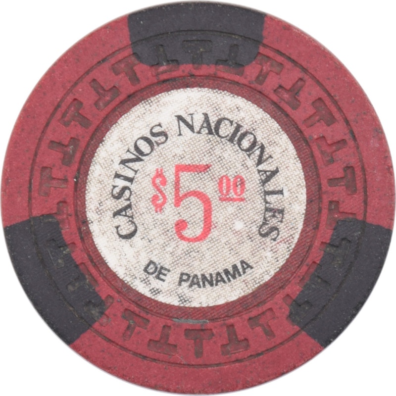 新品未開封 レアデック USPC Panama Casino Casino Nacionales De Panama $5 Chip Red/Black
