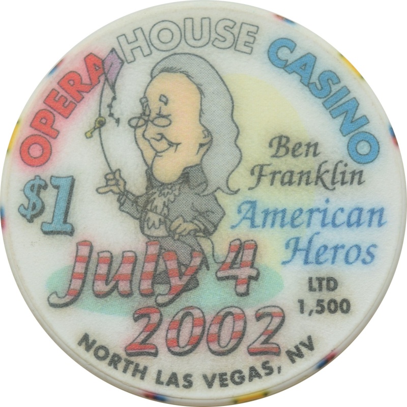 Opera House Casino N. Las Vegas Nevada $1 Ben Franklin July 4Th Chip 2002