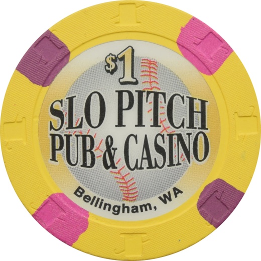 Slo Pitch Pub & Casino Bellingham Wa $1 Chip - Paulson Casino Chip for Sale
