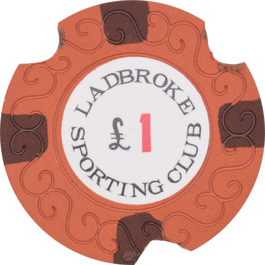 Ladbroke Sporting Club London UK £1 Notched Chip