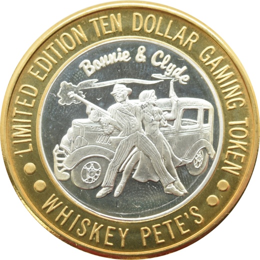 Whiskey Pete's Casino Primm 'Bonnie & Clyde' $10 Silver Strike .999 Fine Silver 1994