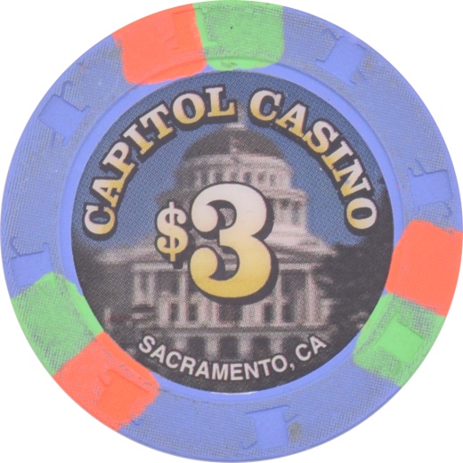 Paulson Capitol Casino Sacramento California $3 Chip