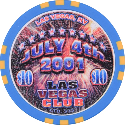 Las Vegas Club Casino $10 4th of July Chip 2001 - Authentic Bud Jones Collectible