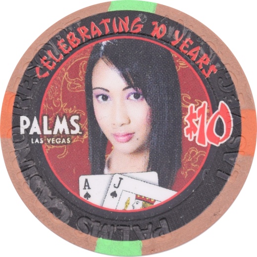 Palms Casino Las Vegas Nevada $10 Girl With Blackjack Chip 2011