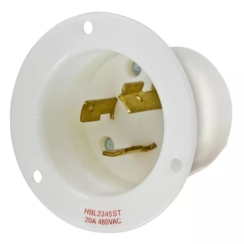 Hubbell Hbl2345 Ac Flanged Inlet Nema L8-20 Male White