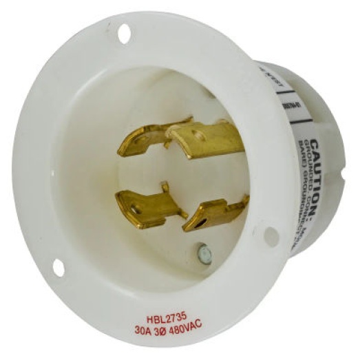 Hubbell Hbl2735 AC Flanged Inlet Nema L16-30 Male White