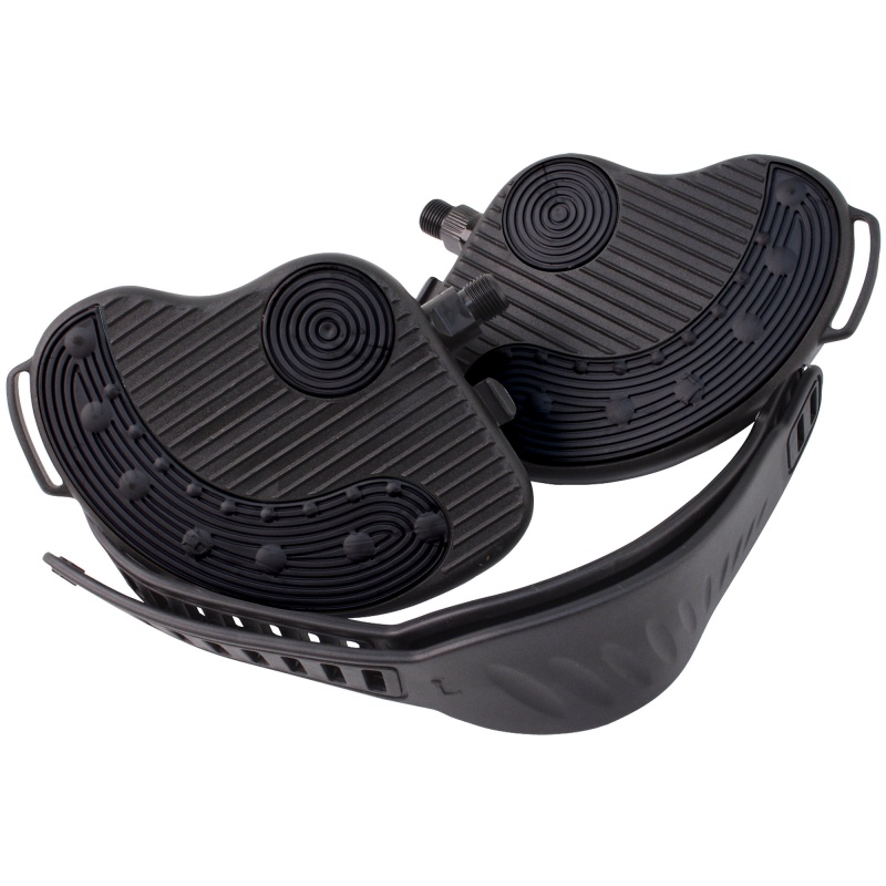 "Deluxe" Bike Pedal Set With Straps, 9/16", Black