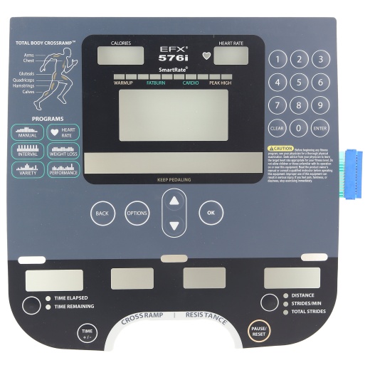 Precor EFX 576i Overlay and Keypad Assembly - Fits Certain Models