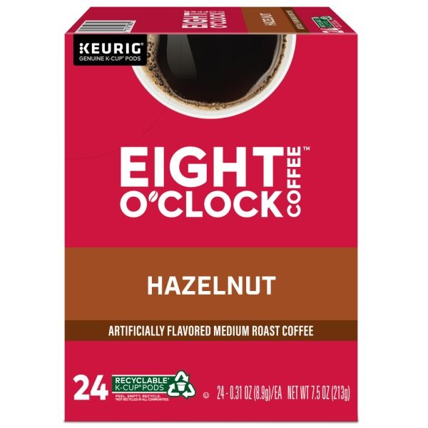 Eight O'clock Coffee K-Cups, Hazelnut, Medium Roast, 24 K-Cups