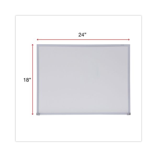 Universal Melamine Dry Erase Board With Aluminum Frame, 24 X 18, White Surface, Anodized Aluminum Frame