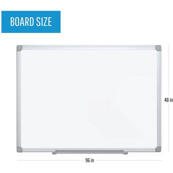 Mastervision Earth Silver Easy-Clean Dry Erase Board, 96 X 48, White Surface, Silver Aluminum Frame