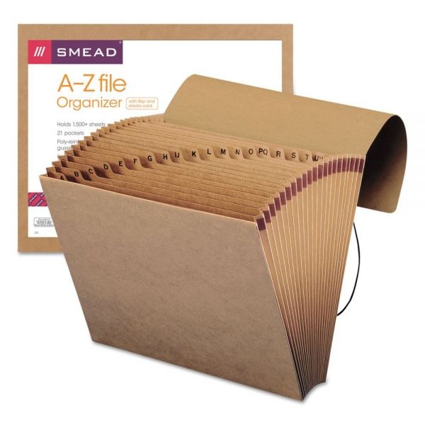 Smead Indexed Expanding Kraft Files, 21 Sections, Elastic Cord Closure, 1/21-Cut Tabs, Letter Size, Kraft