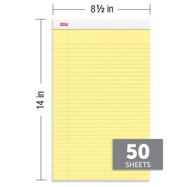 Perforated Legal Pads, 8 1/2" X 14", Legal Ruled, 50 Sheets, Canary, Pack Of 12 Pads
