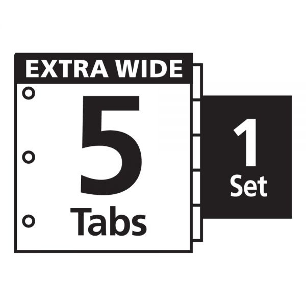 Avery Print And Apply Index Maker Clear Label Dividers, Extra Wide Tab, 5-Tab, White Tabs, 11.25 X 9.25, White, 1 Set