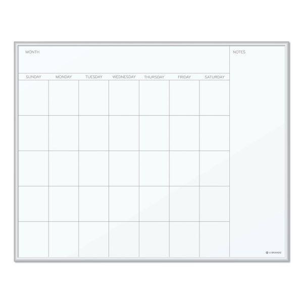 U Brands Magnetic Dry Erase Board, Undated One Month, 20 X 16, White Surface, Silver Aluminum Frame