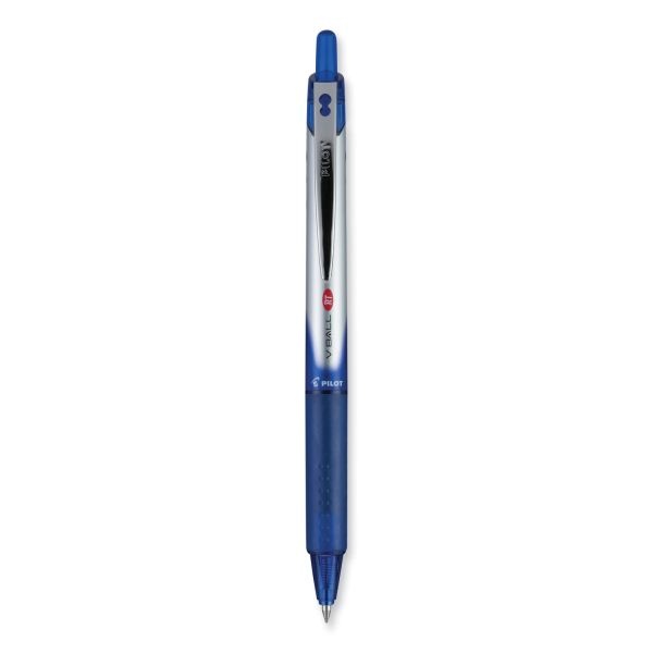 Pilot Vball Rt Liquid Ink Roller Ball Pen, Retractable, Fine 0.7 Mm, Blue Ink, Blue/White Barrel