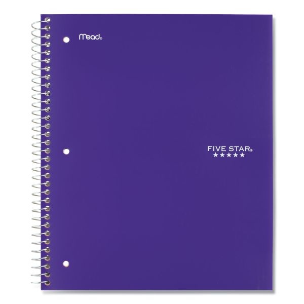 Five Star Wirebound Notebook With Eight Pockets, 5-Subject, Wide/Legal Rule, Randomly Assorted Cover Color, (200) 10.5 X 8 Sheets