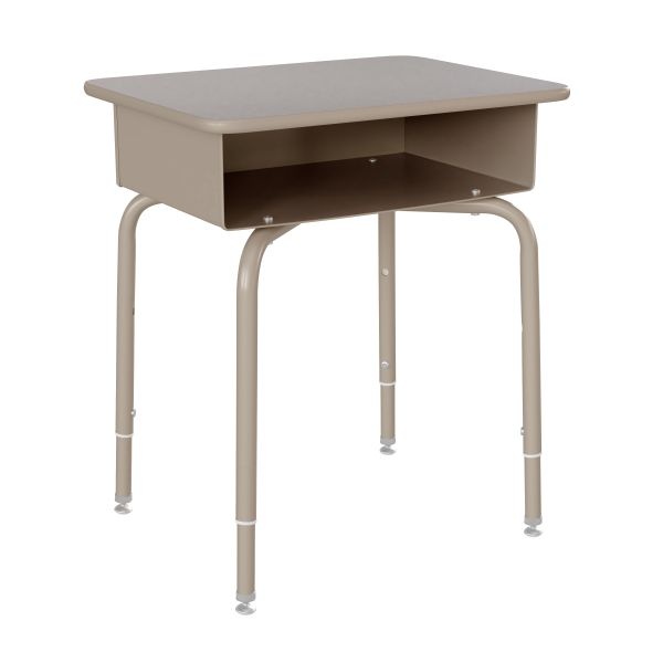 Billie Student Desk With Open Front Metal Book Box - Gray Granite/Silver