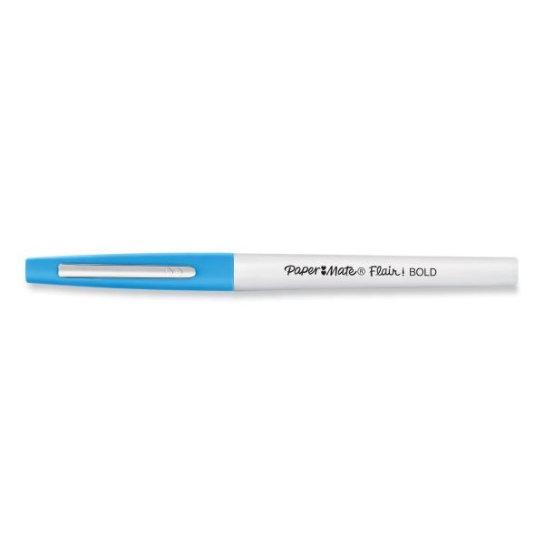 Paper Mate Flair Felt Tip Porous Point Pen, Stick, Bold 1.2 Mm, Assorted Ink Colors, White Pearl Barrel, 16/Pack