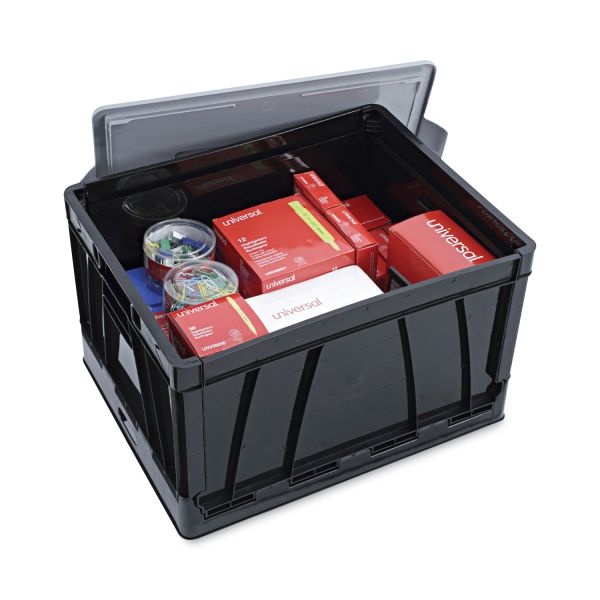 Universal Collapsible Crate, Letter/Legal Files, 17.25" X 14.25" X 10.5", Black/Gray, 2/Pack