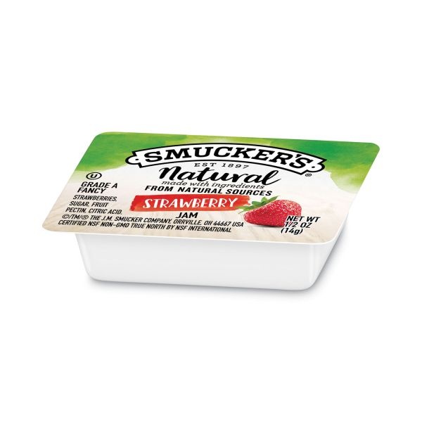 Smucker's Smuckers 1/2 Ounce Natural Jam, 0.5 Oz Container, Strawberry, 200/Carton