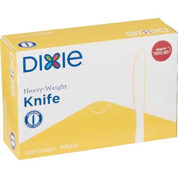 Dixie Plastic Cutlery, Heavyweight Knives, White, 1,000/Carton