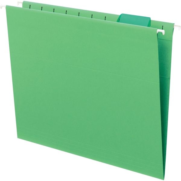 Smead Hanging File Folders, 1/5-Cut Adjustable Tab, Letter Size, Bright Green, Box Of 25
