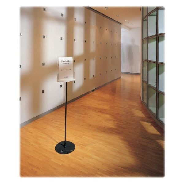 Durable Sherpa Infobase Sign Stand, Acrylic/Metal, 40" To 60" High, Gray