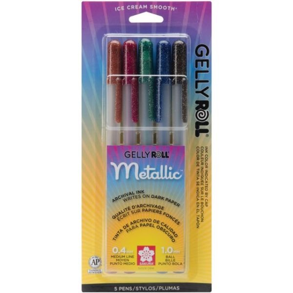 Gelly Roll Metallic Medium Point Pens 5/Pkg