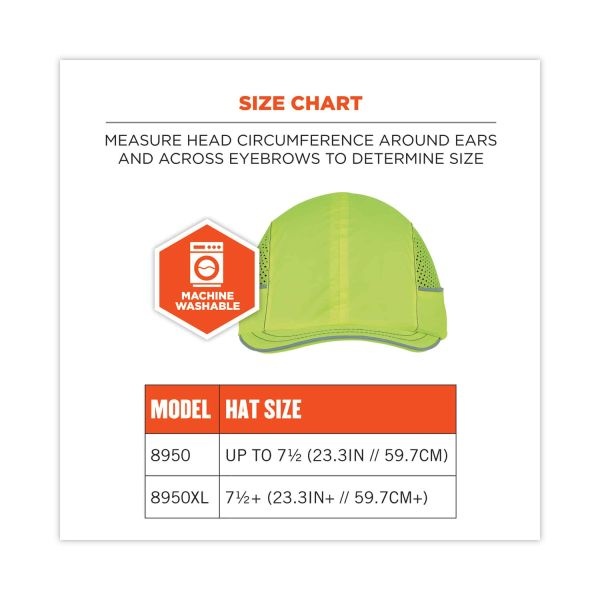 Ergodyne Skullerz 8950 Bump Cap Hat, Long Brim, Lime