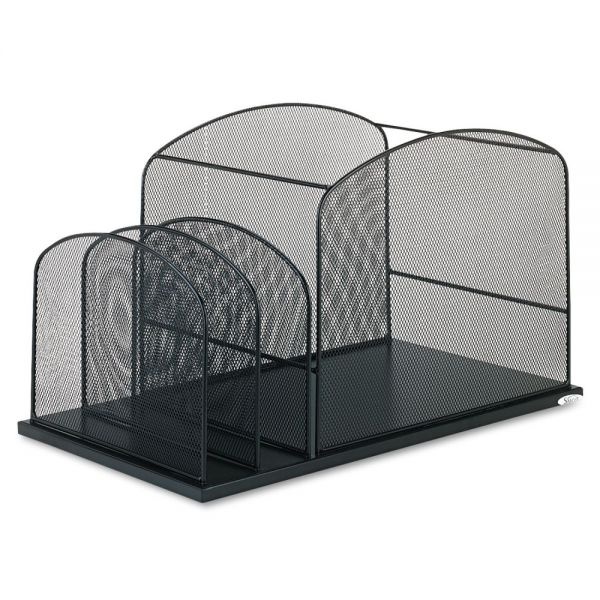 Safco Onyx Mesh Desktop Hanging File With Two Upright Sections, 3 Sections, Letter Size, 11.5" Long, Black
