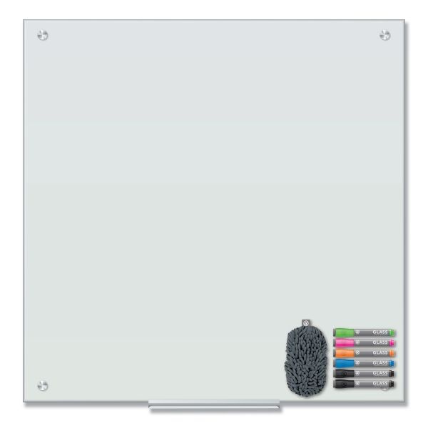 U Brands Magnetic Glass Dry Erase Board Value Pack, 35 X 35, White