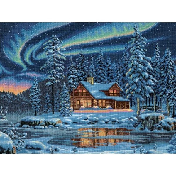 Dimensions Gold Collection Aurora Cabin Counted Cross Stitch Kit