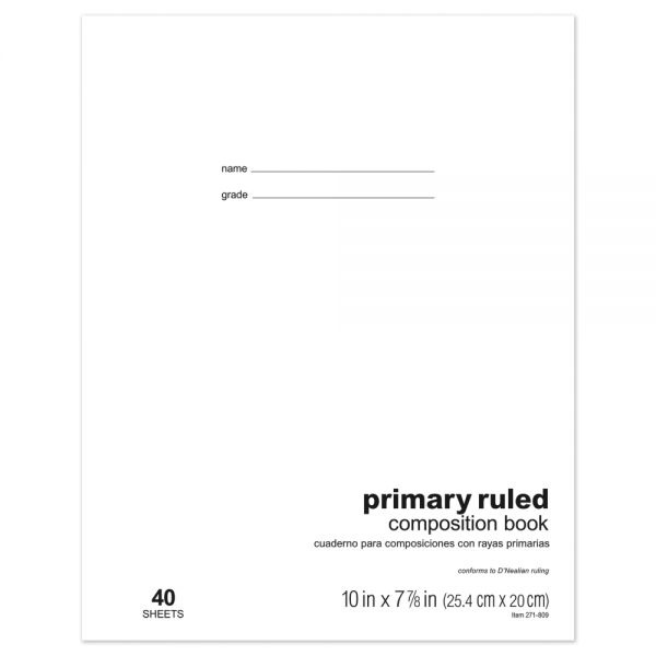 Schoolmate Composition Book, 7 7/8" X 10", Primary Ruled, 40 Sheets