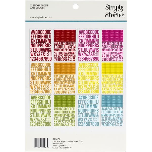 Simple Stories Color Vibe Alpha Sticker Book 12/Sheets