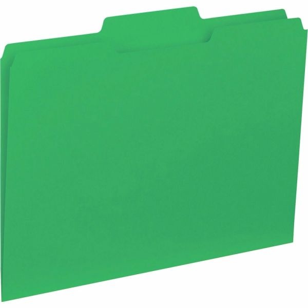 Business Source 1/3-Cut Colored Interior File Folders, 8 1/2" X 11", Letter Size, Green, Box Of 100 Folders