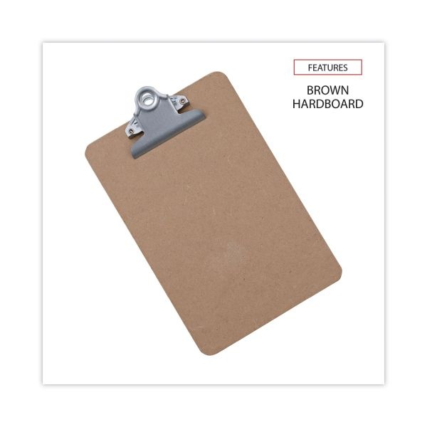 Universal Hardboard Clipboard, 0.75" Clip Capacity, Holds 5 X 8 Sheets, Brown
