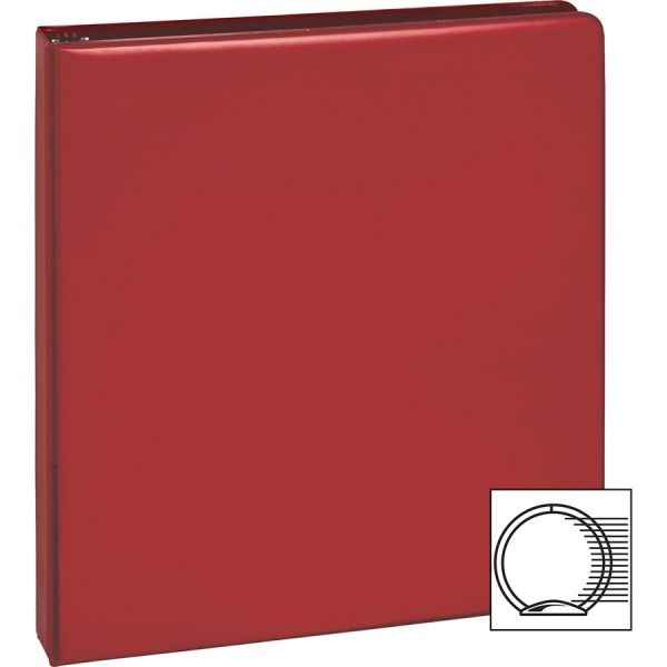 Business Source 1/2" 3-Ring Binder, Round Ring, Letter Size, Red