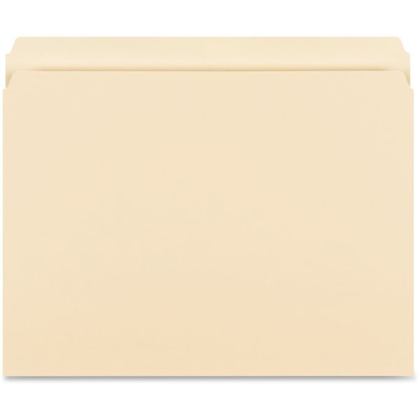 Business Source Straight-Cut 1-Ply Tab Heavyweight File Folders - Letter - 8 1/2" X 11" Sheet Size - Straight Tab Cut - 14 Pt. Folder Thickness - Manila - Recycled - 50 / Box