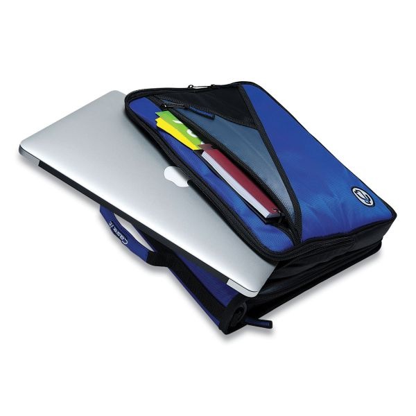 Case It Universal Zipper Binder, 3 Rings, 2" Capacity, 11 X 8.5, Blue/Gray Accents