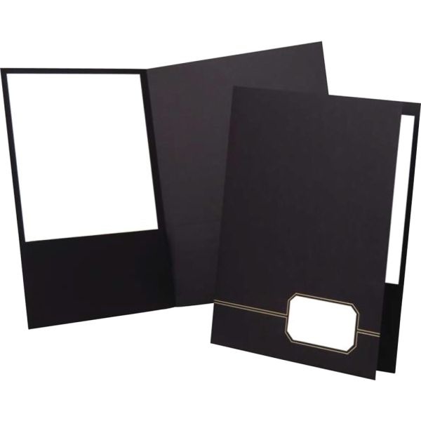 Oxford Monogram Executive Twin Pocket Portfolios, 9" X 11 7/8", Black/Gold, Pack Of 4