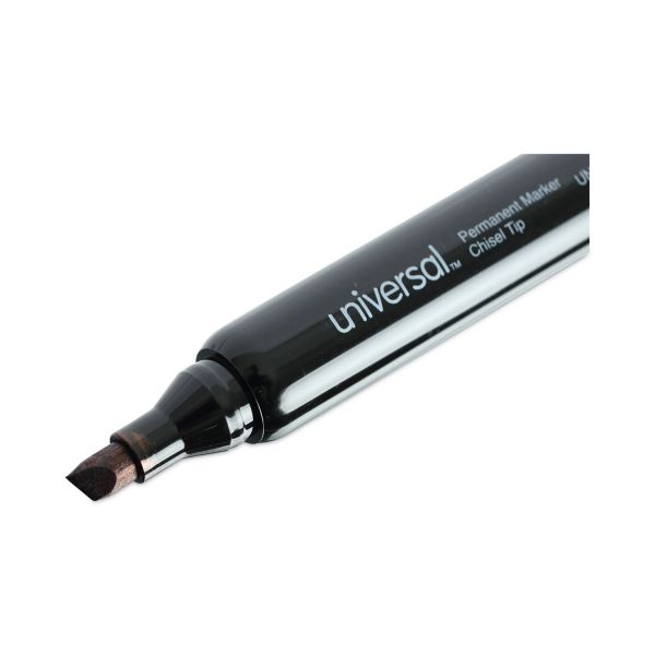 Universal Chisel Tip Permanent Marker, Chisel, Black, 60 Per Pack