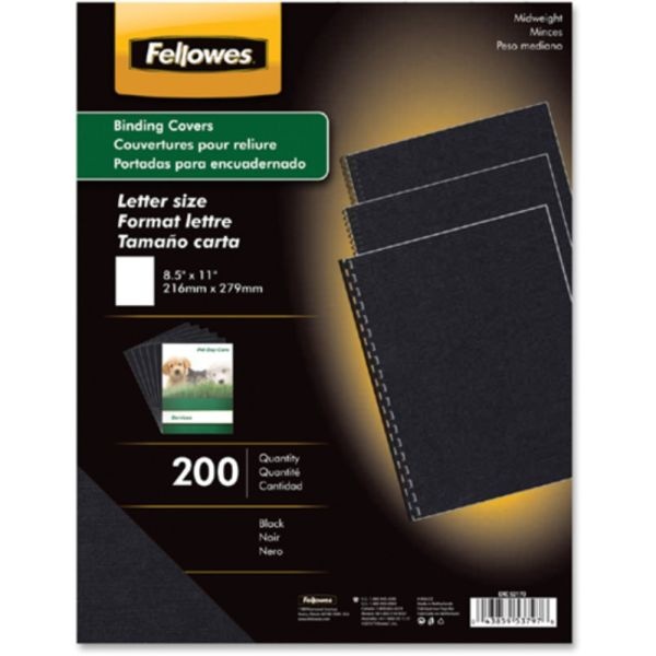 Fellowes Expressionslinen Presentation Covers, 8 1/2" X 11" X 0.1", Black, Pack Of 200