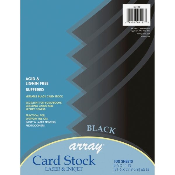 Basic Black Card Stock Paper - 8.5 X 11 - 100Lb Cover (270Gsm) - 100 Pk