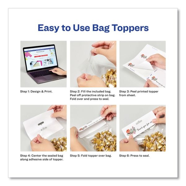 Avery Sure Feed Printable Toppers With Bags, 1.75 X 5, White, 40/Pack