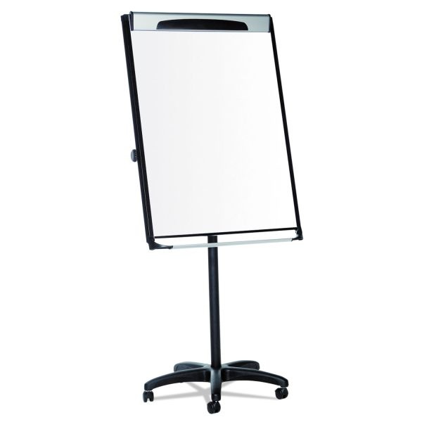 Mastervision Platinum Purewhite Porcelain Magnetic Mobile Dry-Erase Whiteboard Easel, 29" X 41" Metal Frame With Black/Gray Finish