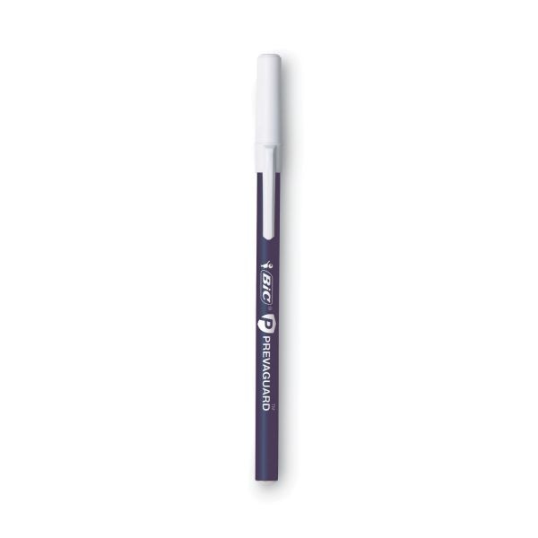 Bic Prevaguard Round Stic Pen, Stick, Medium 1 Mm, Blue Ink, Blue Barrel, Dozen