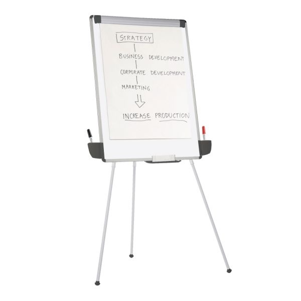 Tripod Non-Magnetic Dry-Erase Whiteboard Easel, 29 3/8" X 44", Metal Frame With Gray Finish
