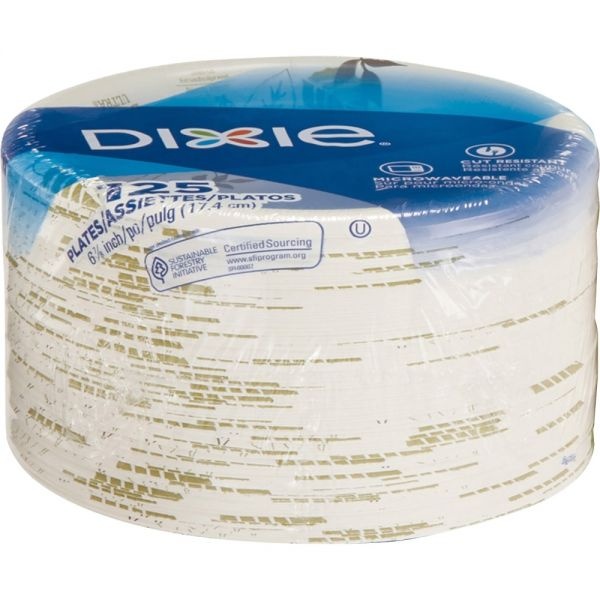 Dixie Pathways Soak-Proof Shield Mediumweight Paper Plates, Wisesize, 6.88" Dia, Green/Burgundy, 125/Pack